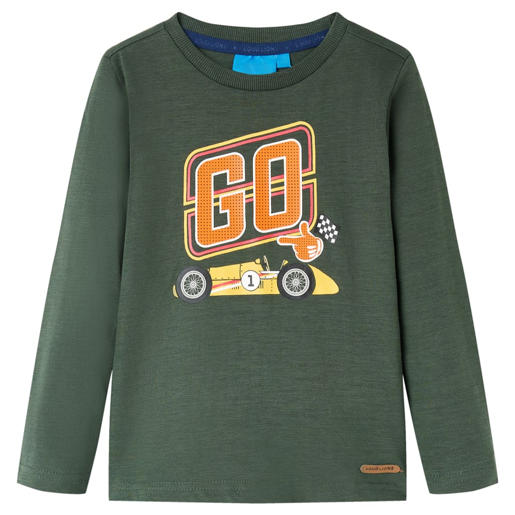 Tricou copii mâneci lungi, verde închis, 116 GartenMobel Dekor