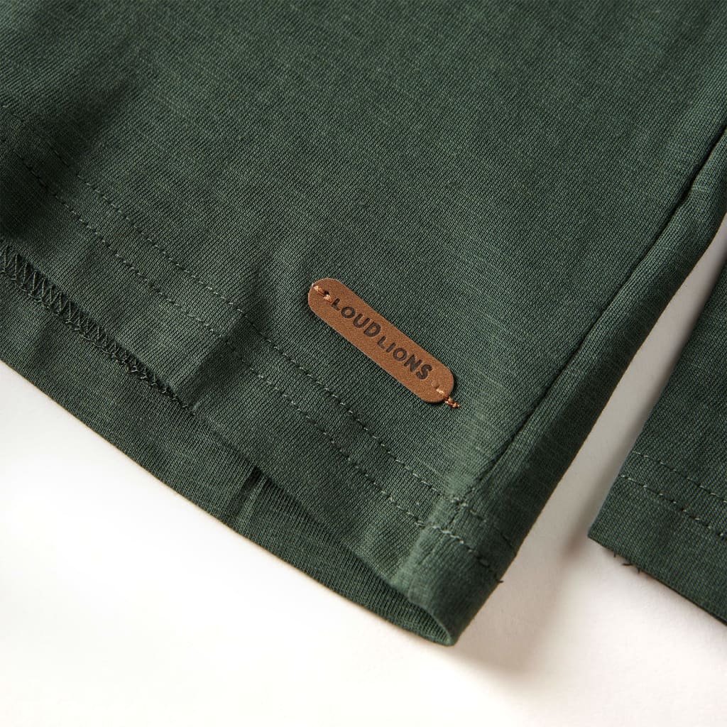 Tricou copii mâneci lungi, verde închis, 116 GartenMobel Dekor