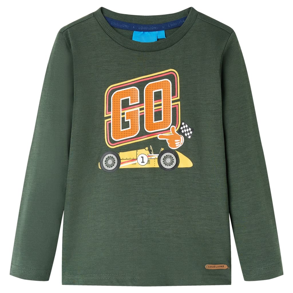 Tricou copii mâneci lungi, verde închis, 128 GartenMobel Dekor