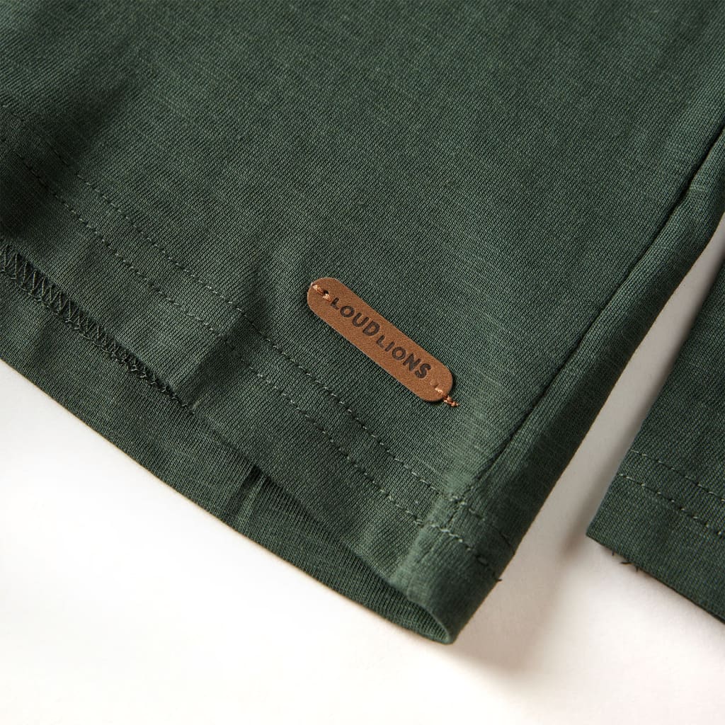 Tricou copii mâneci lungi, verde închis, 128 GartenMobel Dekor