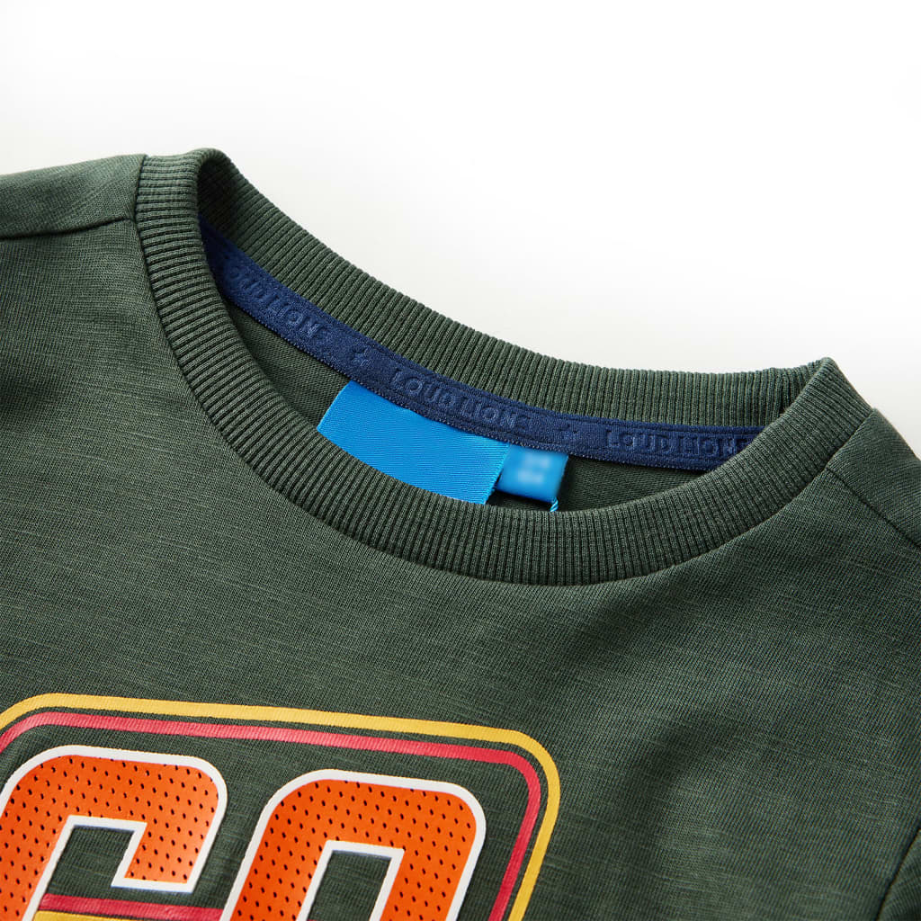 Tricou copii mâneci lungi, verde închis, 128 GartenMobel Dekor