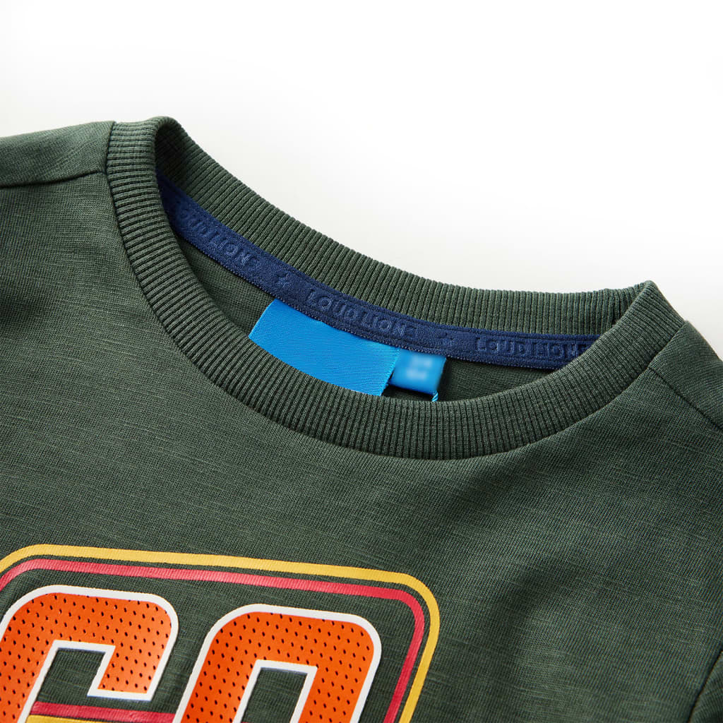 Tricou copii mâneci lungi, verde închis, 92 GartenMobel Dekor