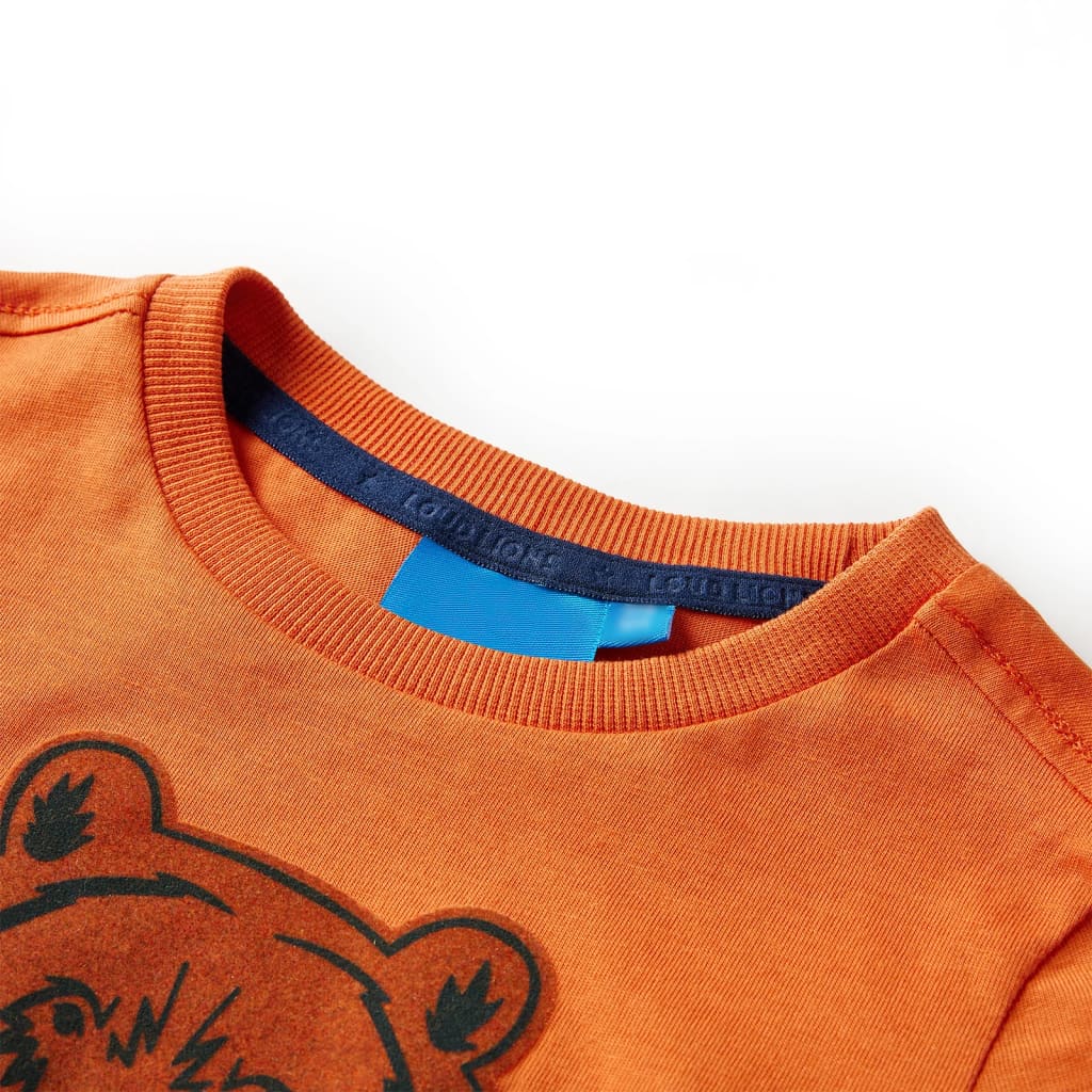 Tricou de copii cu mâneci lungi, portocaliu închis, 128 GartenMobel Dekor