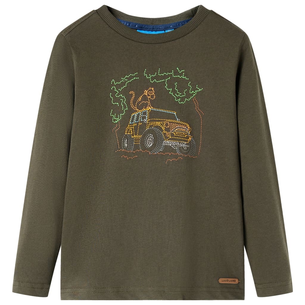 Tricou pentru copii cu mâneci lungi,, kaki, 92 GartenMobel Dekor