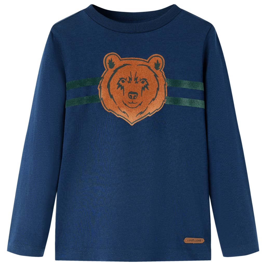 Tricou pentru copii cu mâneci lungi, bleumarin, 128 GartenMobel Dekor