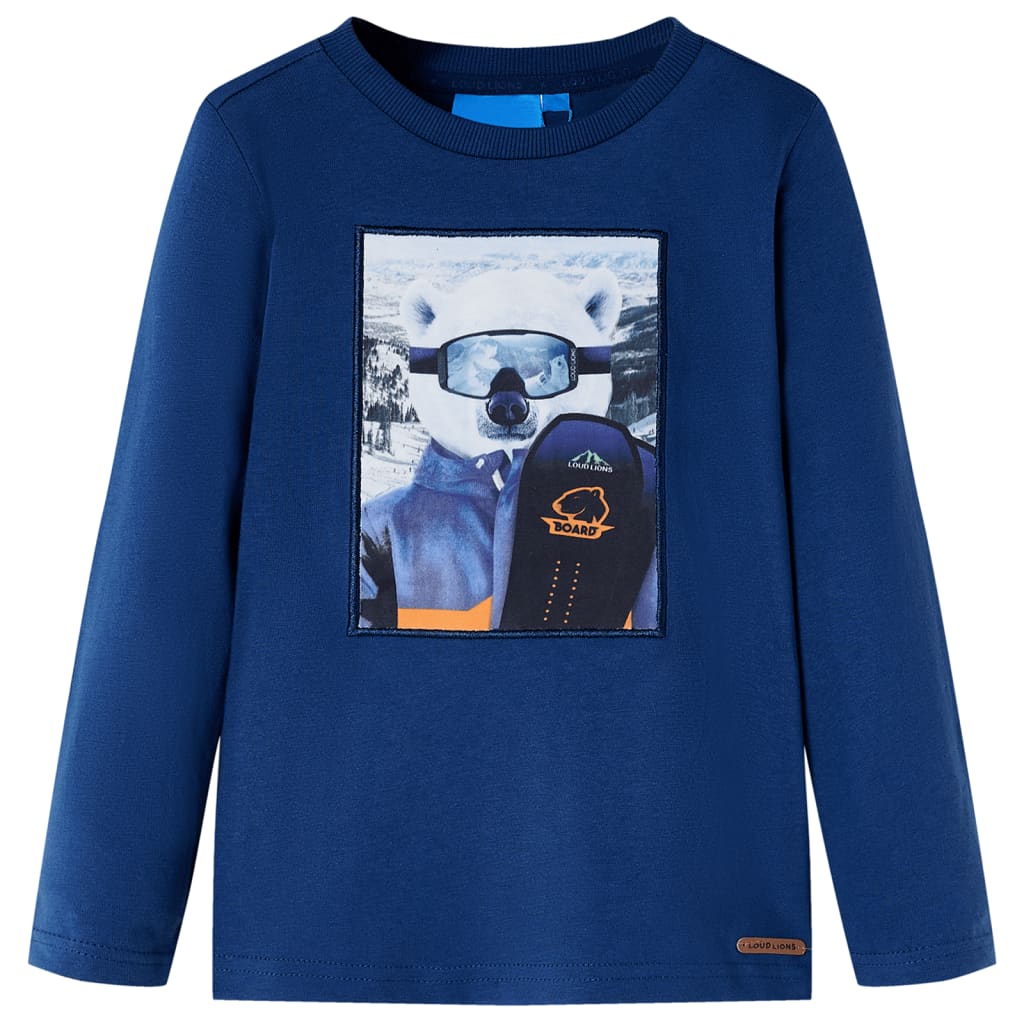 Tricou pentru copii cu mâneci lungi, bleumarin, 128 GartenMobel Dekor