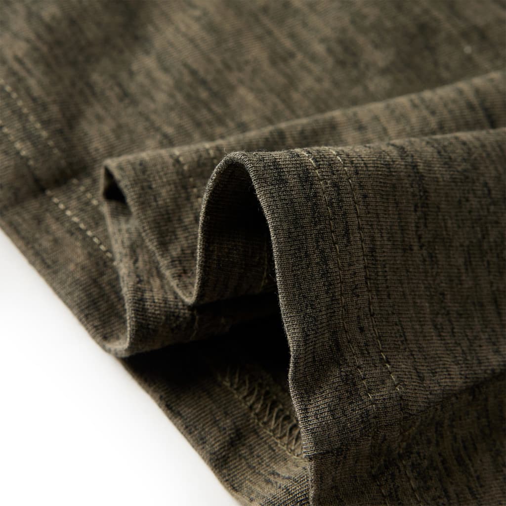 Tricou copii, mâneci lungi, kaki închis melanj, 128 GartenMobel Dekor