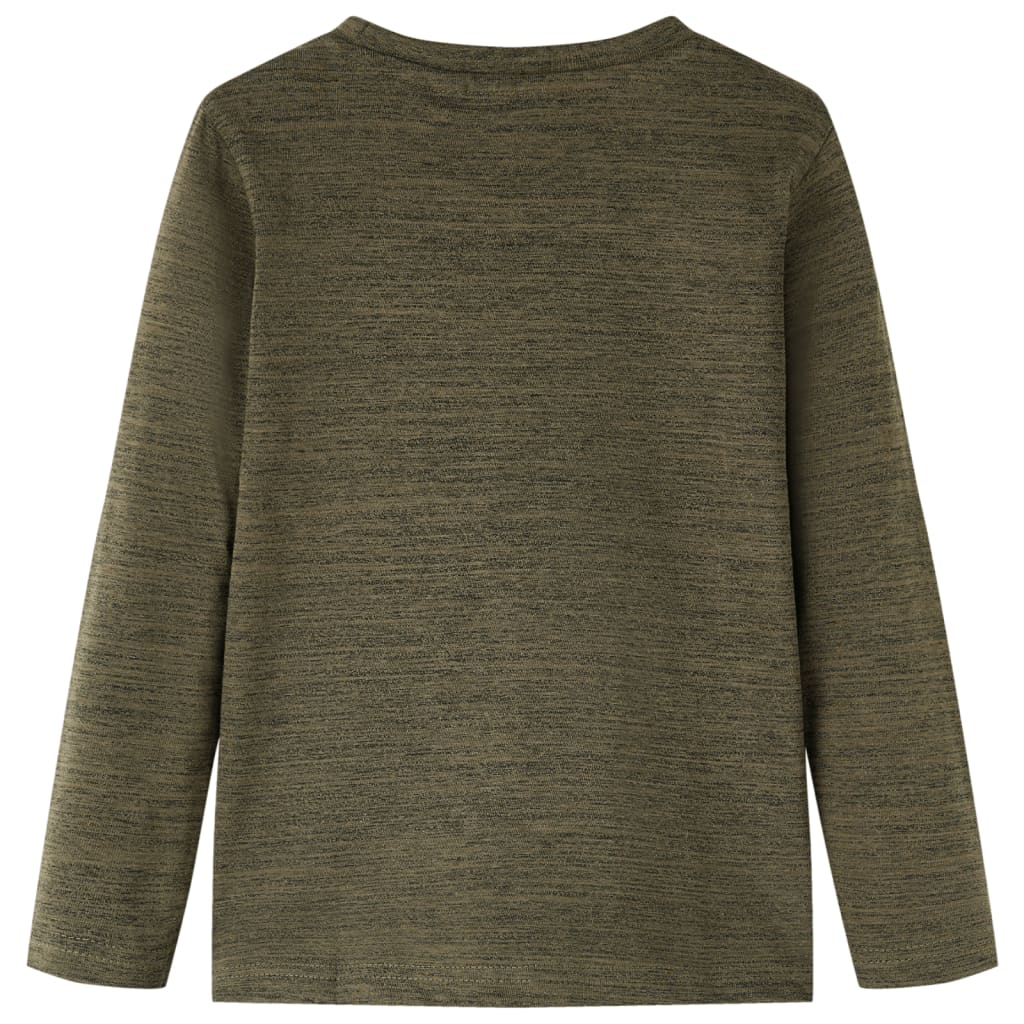Tricou copii, mâneci lungi, kaki închis melanj, 92 GartenMobel Dekor
