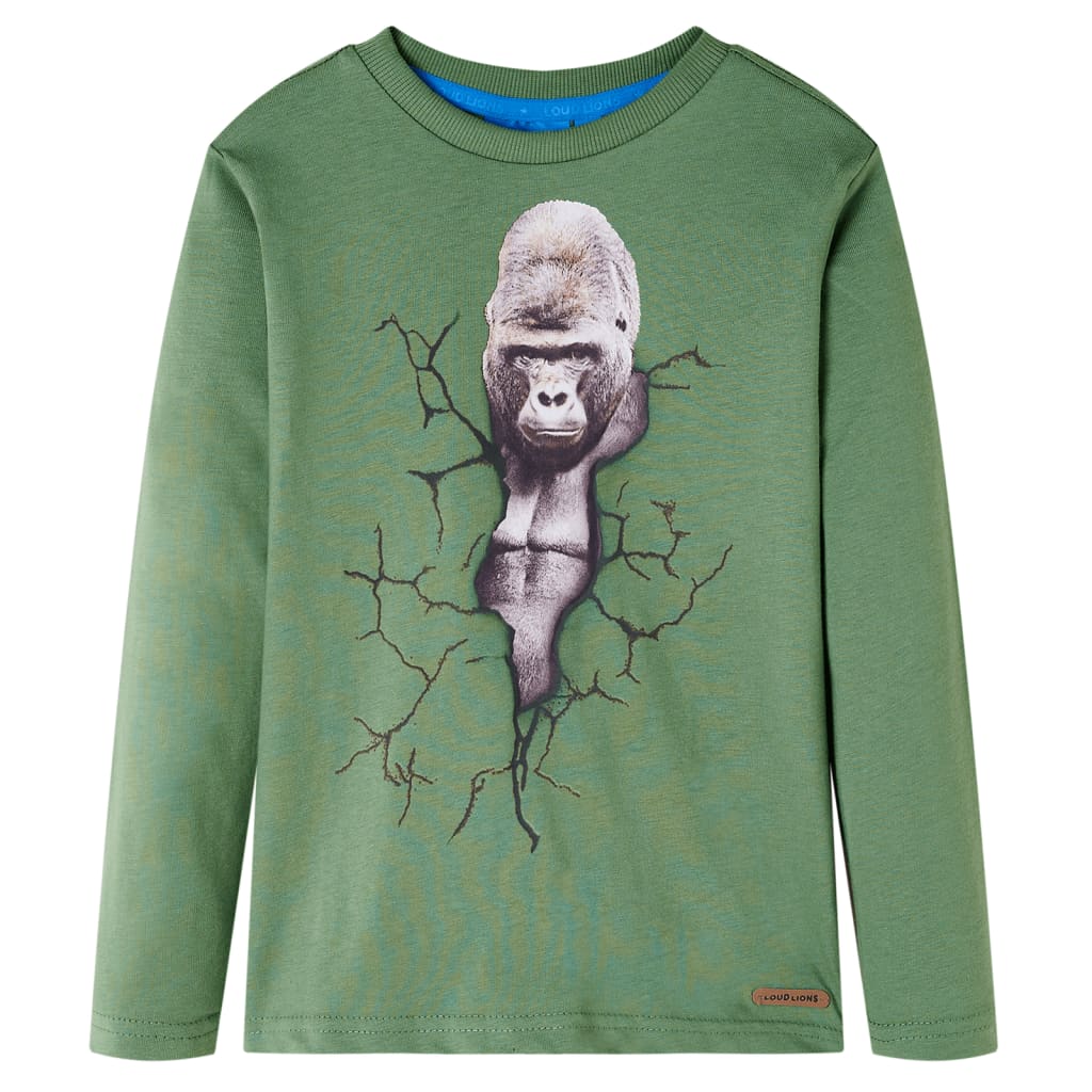 Tricou de copii cu mâneci lungi, kaki deschis, 92 GartenMobel Dekor