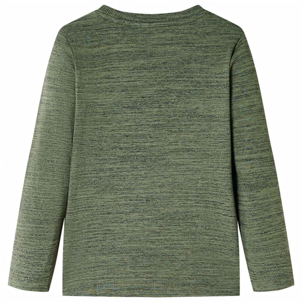 Tricou de copii cu mâneci lungi, kaki melanj, 116 GartenMobel Dekor