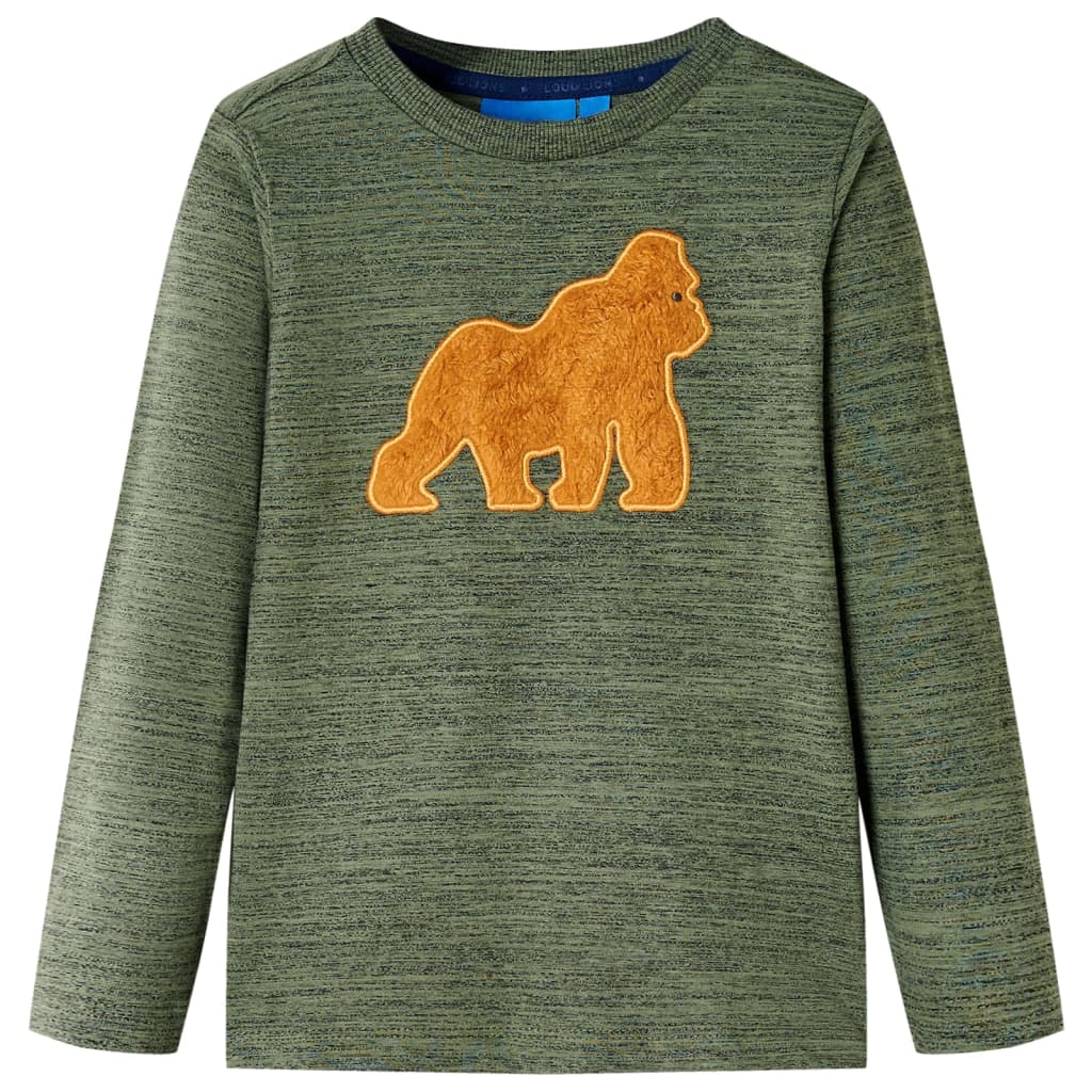 Tricou de copii cu mâneci lungi, kaki melanj, 140 GartenMobel Dekor