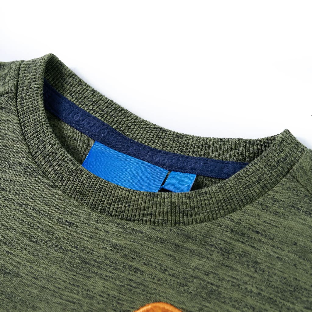 Tricou de copii cu mâneci lungi, kaki melanj, 140 GartenMobel Dekor