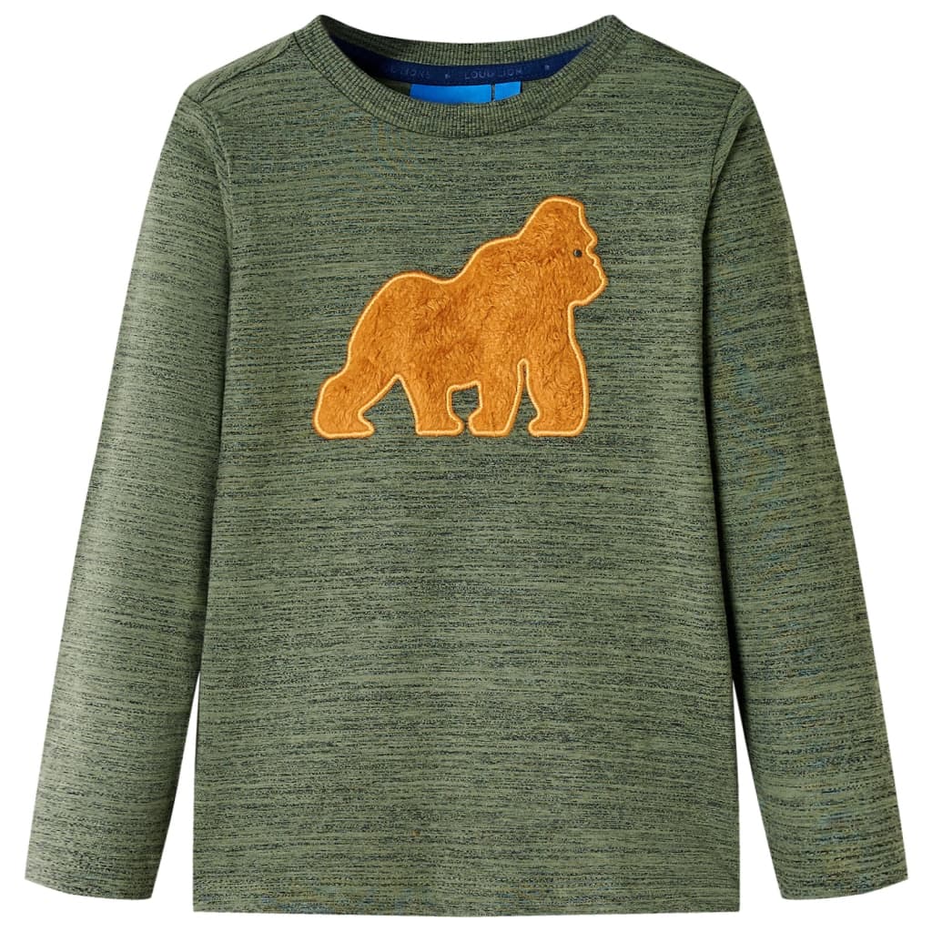 Tricou de copii cu mâneci lungi, kaki melanj, 92 GartenMobel Dekor