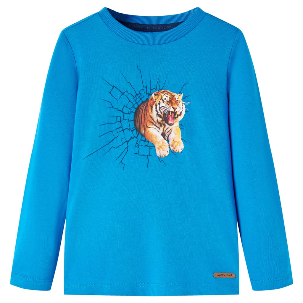 Tricou de copii cu mâneci lungi albastru cobalt, 92 GartenMobel Dekor