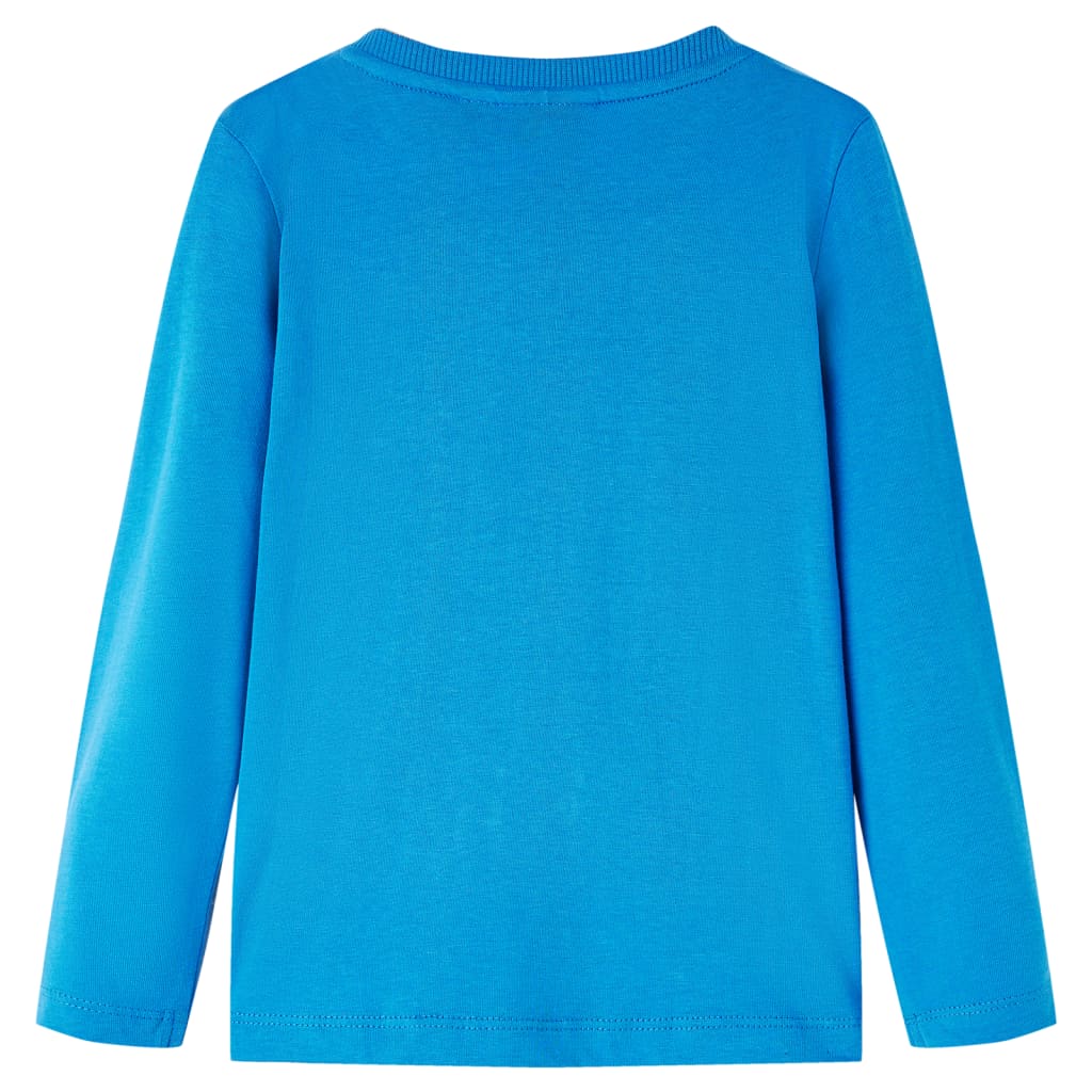 Tricou de copii cu mâneci lungi albastru cobalt, 92 GartenMobel Dekor