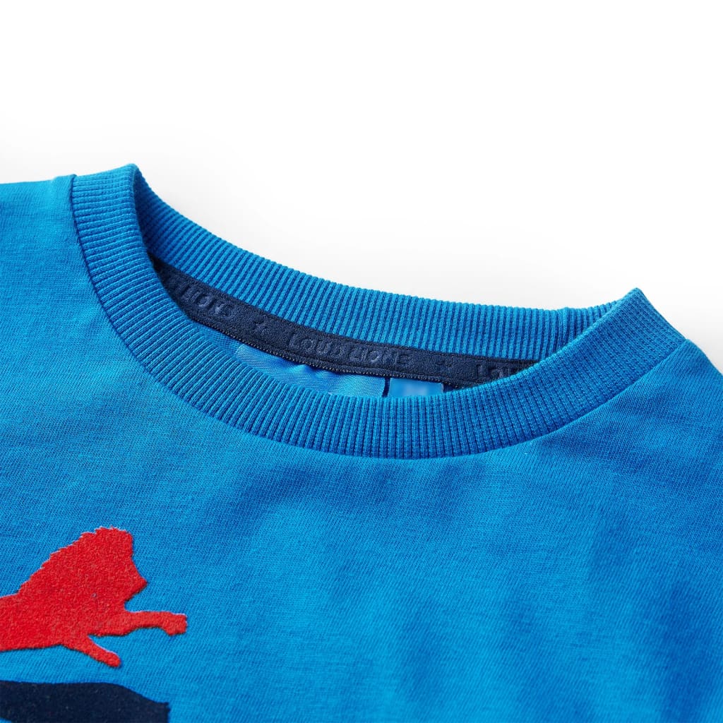 Tricou de copii cu mâneci lungi albastru cobalt 128 GartenMobel Dekor