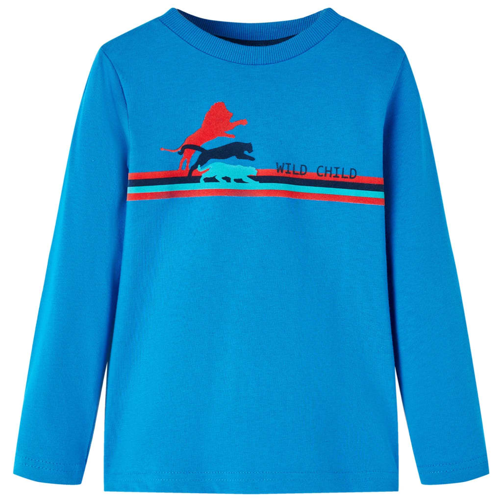 Tricou de copii cu mâneci lungi albastru cobalt 92 GartenMobel Dekor