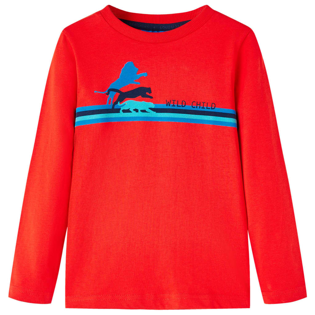 Tricou de copii cu mâneci lungi sălbatice roșu 116 GartenMobel Dekor