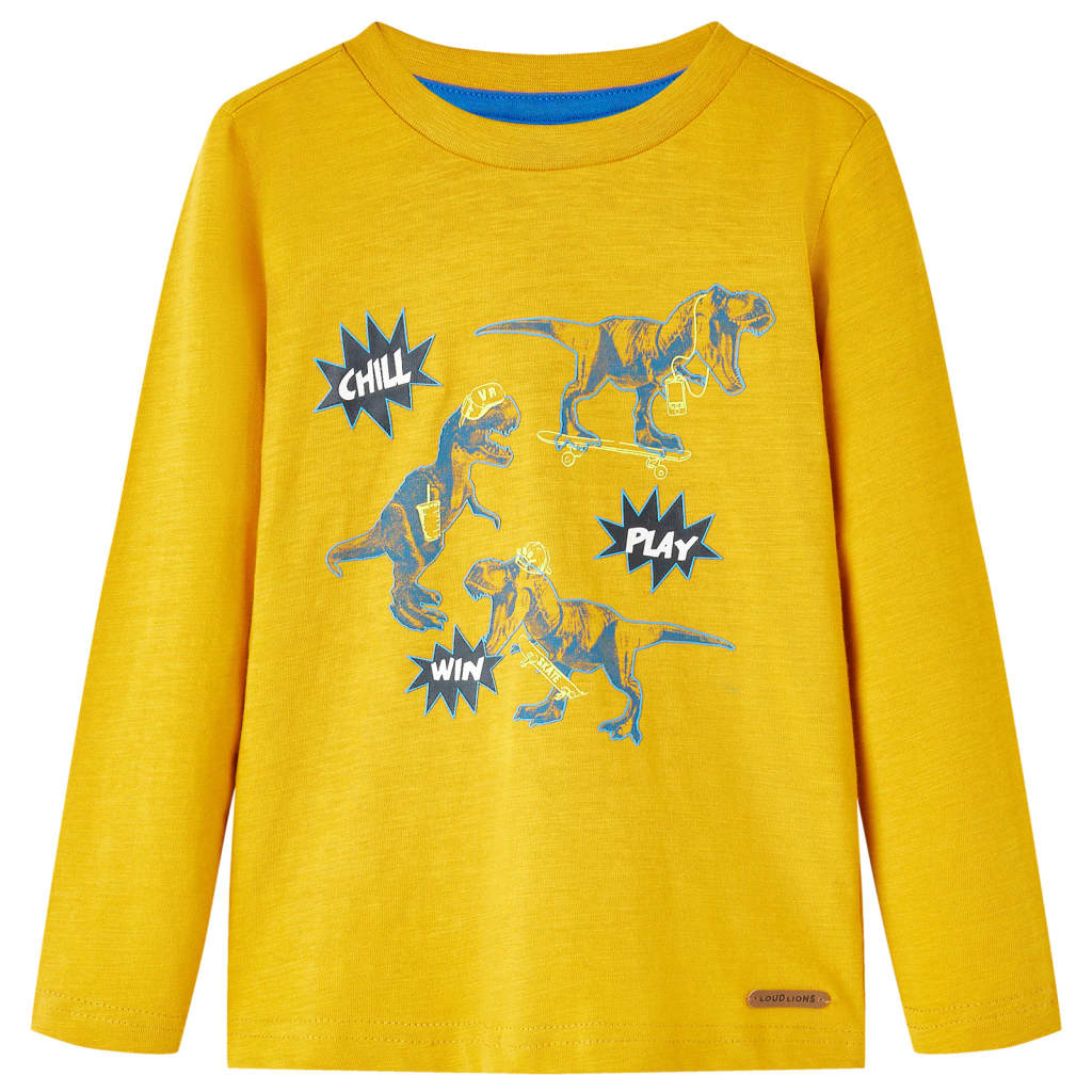 Tricou pentru copii cu mâneci lungi, ocru, 128 GartenMobel Dekor
