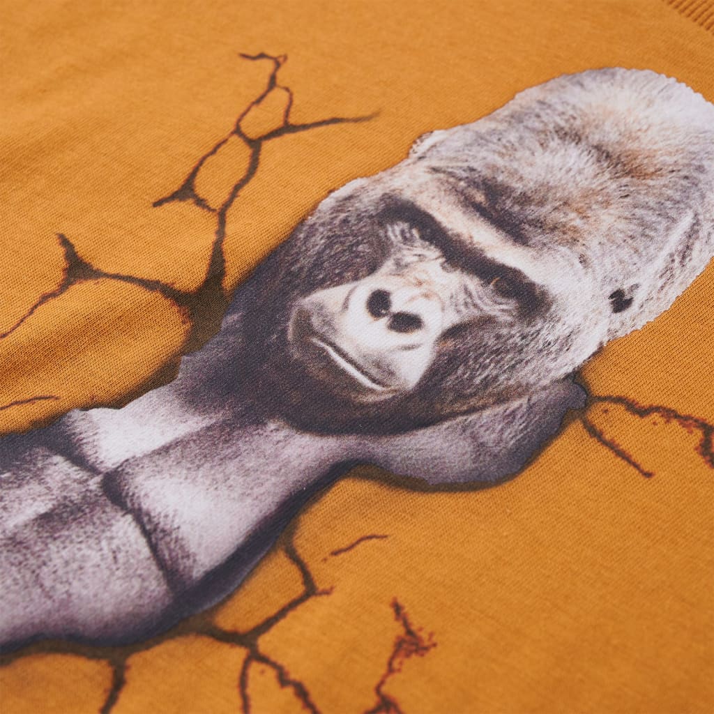 Tricou pentru copii cu mâneci lungi, ocru închis, 104 GartenMobel Dekor