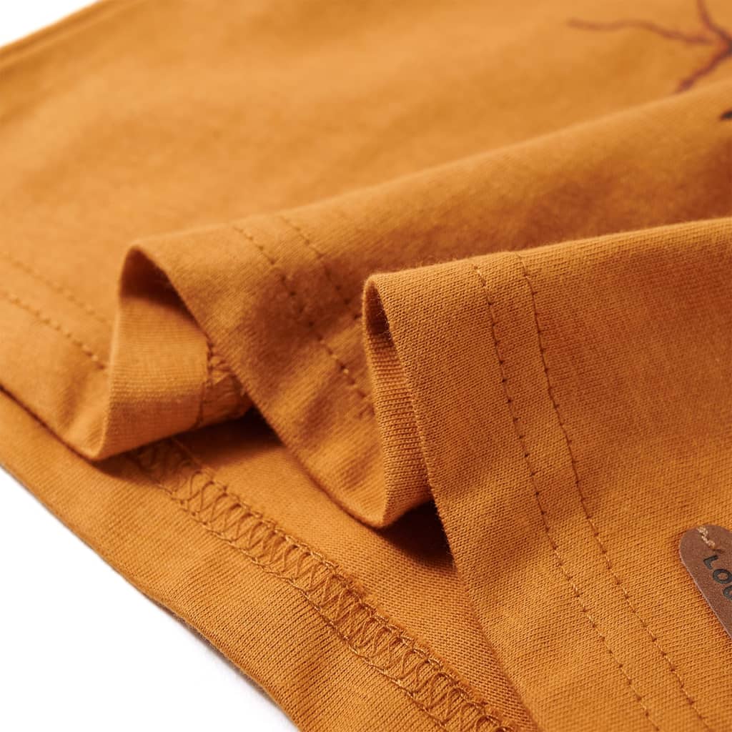Tricou pentru copii cu mâneci lungi, ocru închis, 116 GartenMobel Dekor