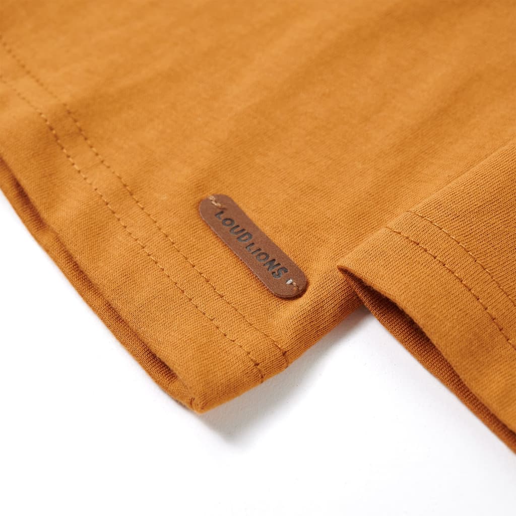 Tricou pentru copii cu mâneci lungi, ocru închis, 116 GartenMobel Dekor