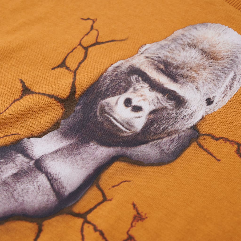 Tricou pentru copii cu mâneci lungi, ocru închis, 116 GartenMobel Dekor