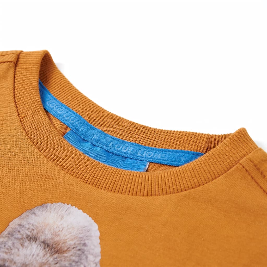 Tricou pentru copii cu mâneci lungi, ocru închis, 116 GartenMobel Dekor