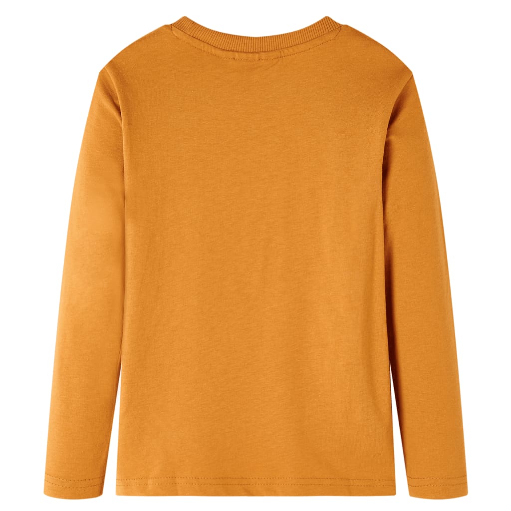 Tricou pentru copii cu mâneci lungi, ocru închis, 128 GartenMobel Dekor