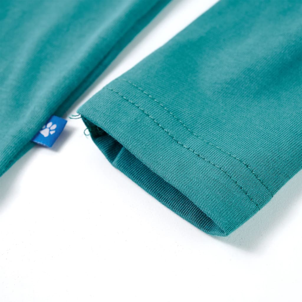 Tricou copii cu mâneci lungi albastru verzui închis 92 GartenMobel Dekor