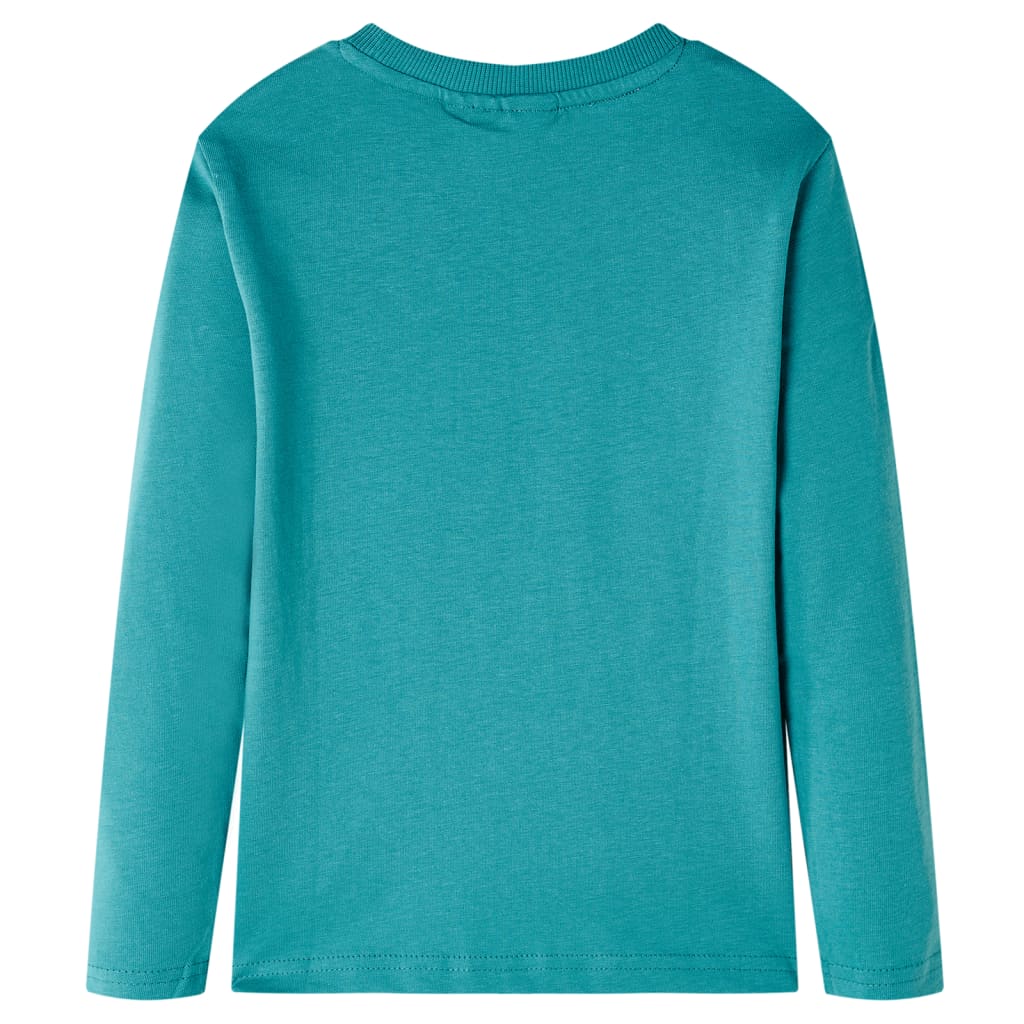 Tricou copii cu mâneci lungi albastru verzui închis 92 GartenMobel Dekor