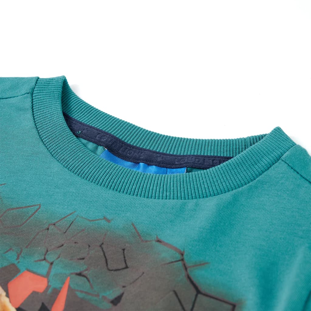 Tricou copii cu mâneci lungi albastru verzui închis 92 GartenMobel Dekor