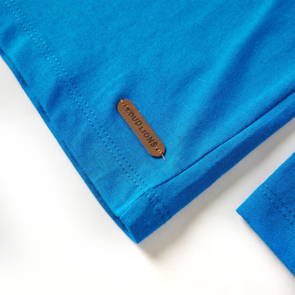 Tricou de copii cu mâneci lungi albastru cobalt, 116 GartenMobel Dekor