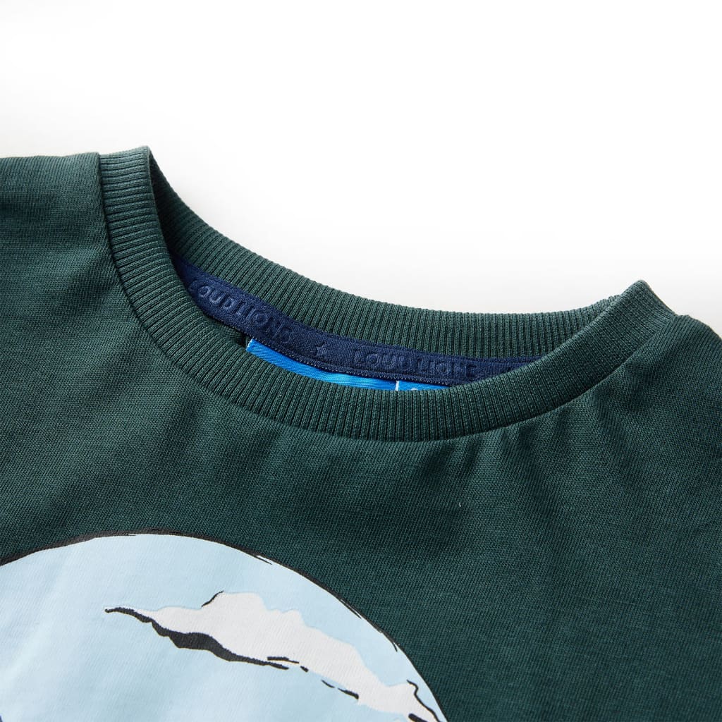 Tricou de copii cu mâneci lungi verde închis 116 GartenMobel Dekor