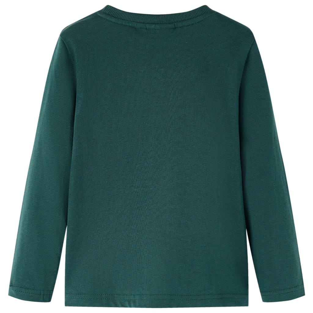 Tricou de copii cu mâneci lungi verde închis 128 GartenMobel Dekor