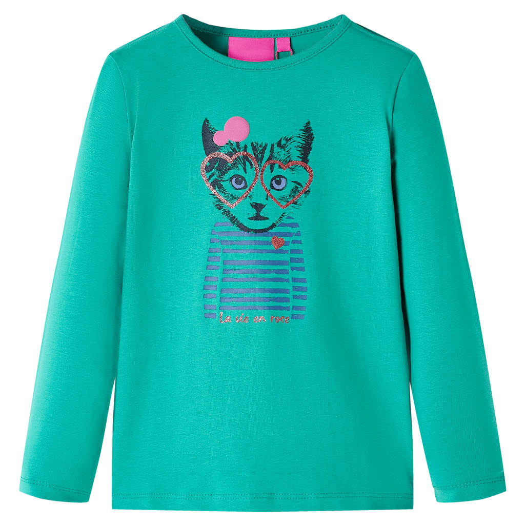 Tricou de copii cu mâneci lungi, verde aprins, 104 GartenMobel Dekor