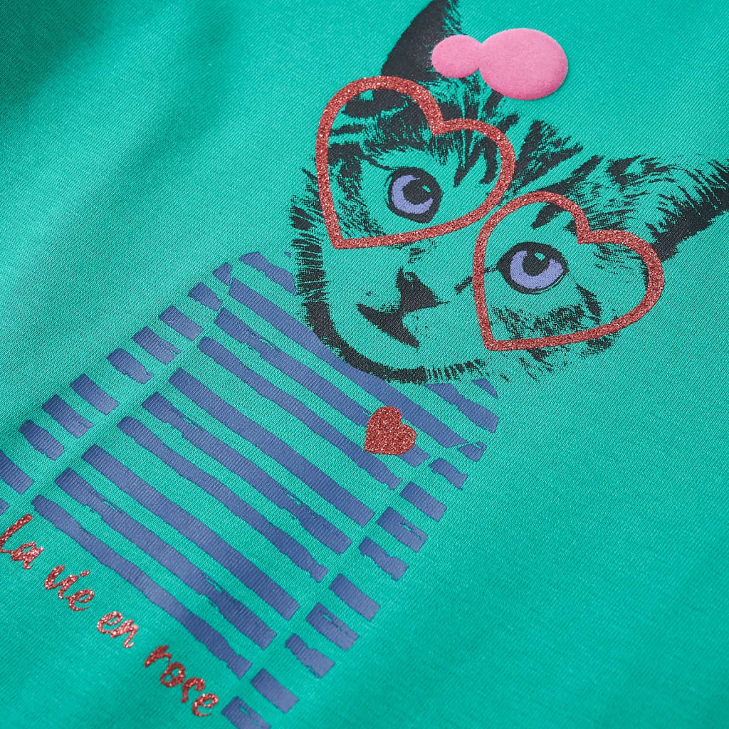 Tricou de copii cu mâneci lungi, verde aprins, 104 GartenMobel Dekor