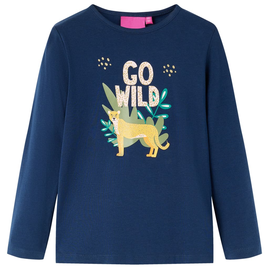 Tricou pentru copii cu mâneci lungi, bleumarin, 104 GartenMobel Dekor