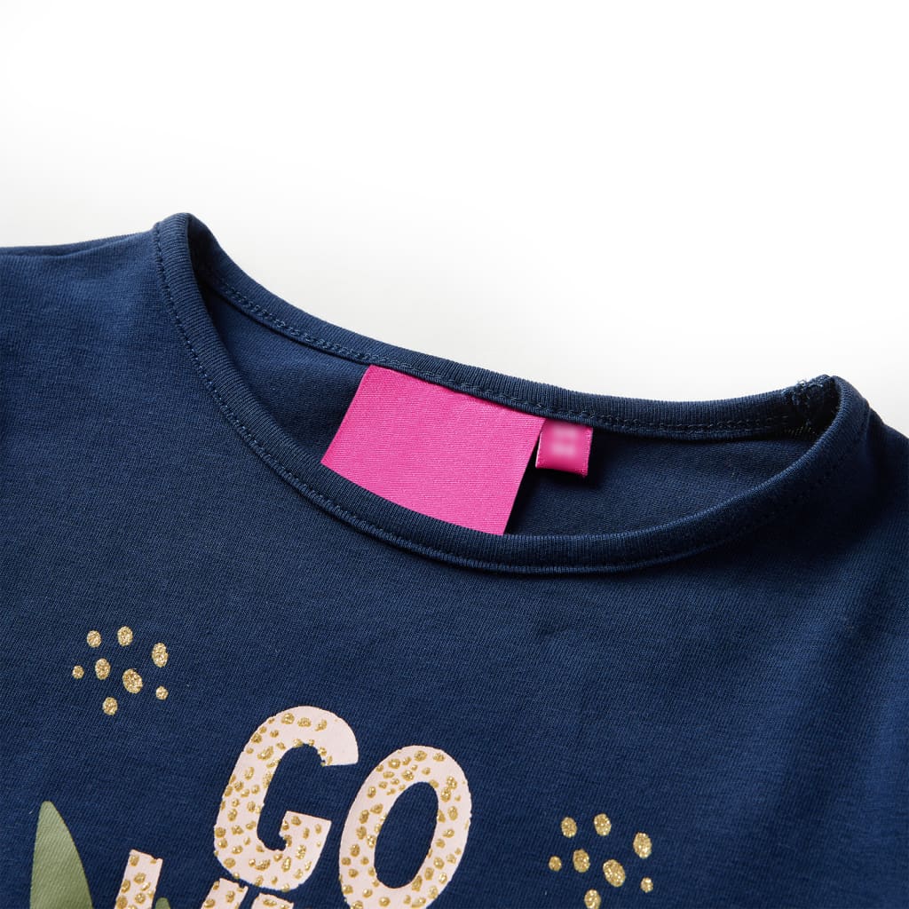 Tricou pentru copii cu mâneci lungi, bleumarin, 104 GartenMobel Dekor