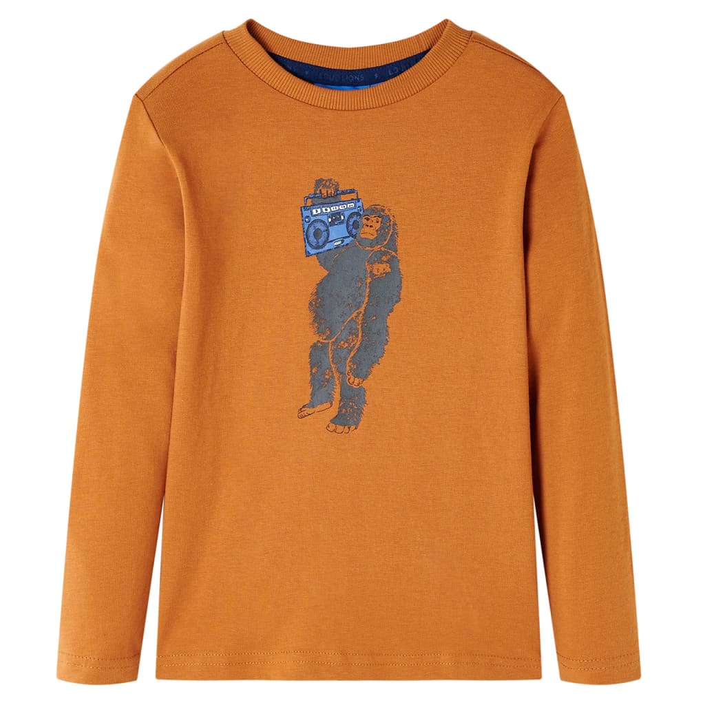 Tricou pentru copii cu mâneci lungi, ocru închis, 116 GartenMobel Dekor
