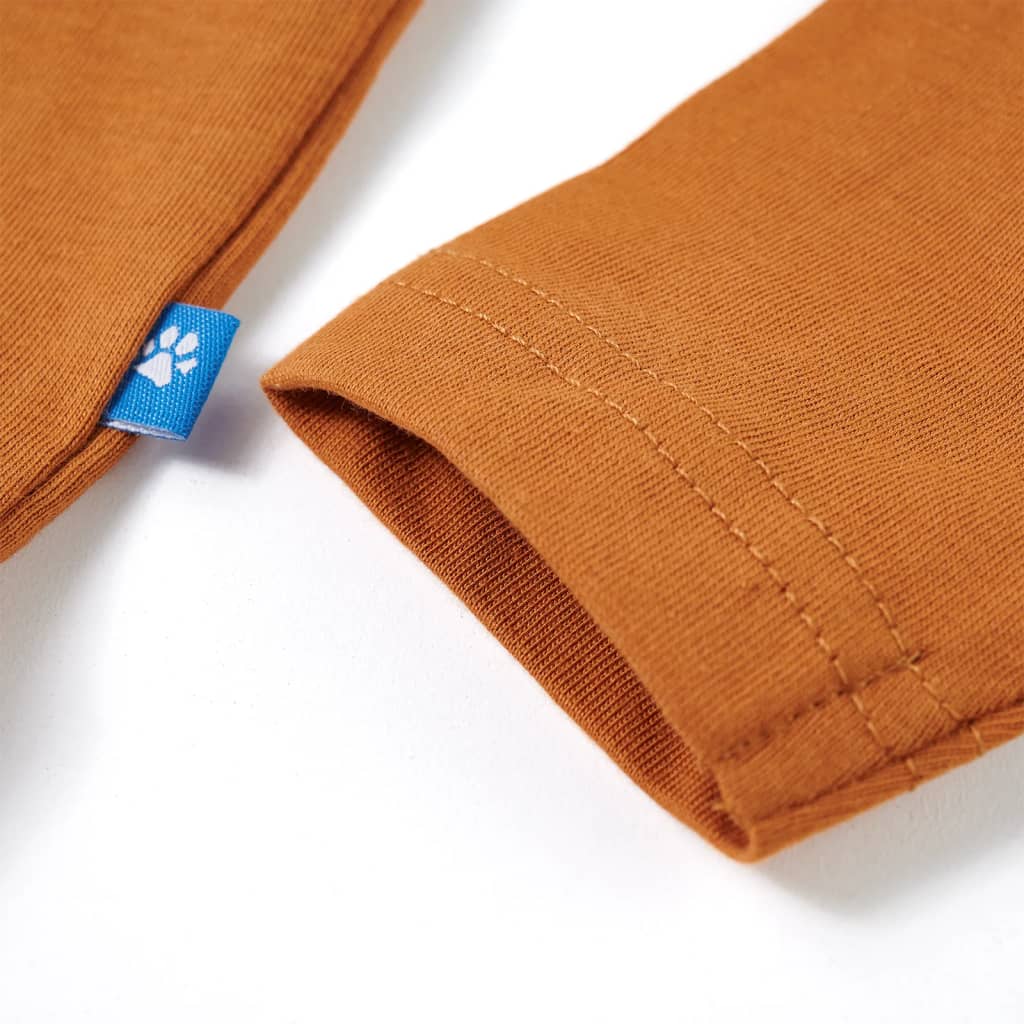 Tricou pentru copii cu mâneci lungi, ocru închis, 116 GartenMobel Dekor