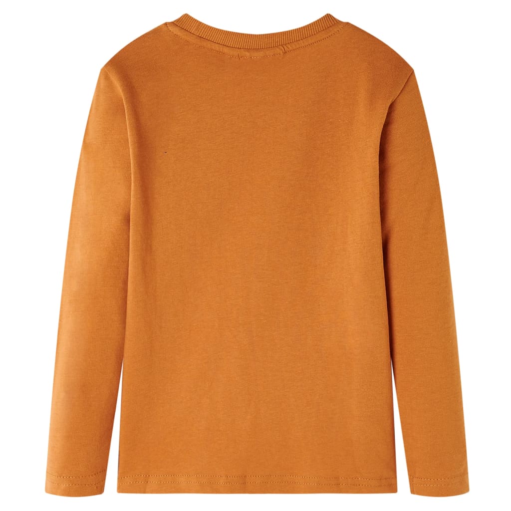 Tricou pentru copii cu mâneci lungi, ocru închis, 116 GartenMobel Dekor
