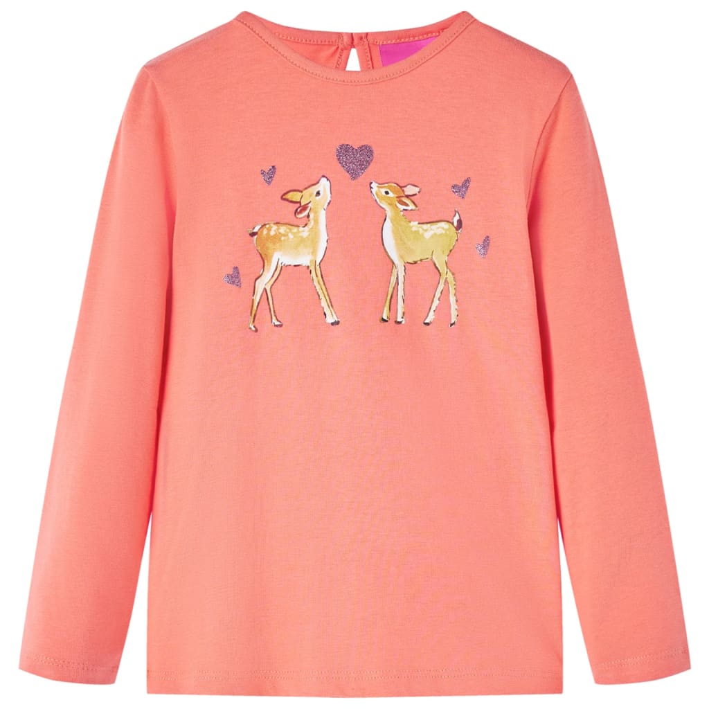 Tricou de copii cu mâneci lungi, corai, 128 GartenMobel Dekor