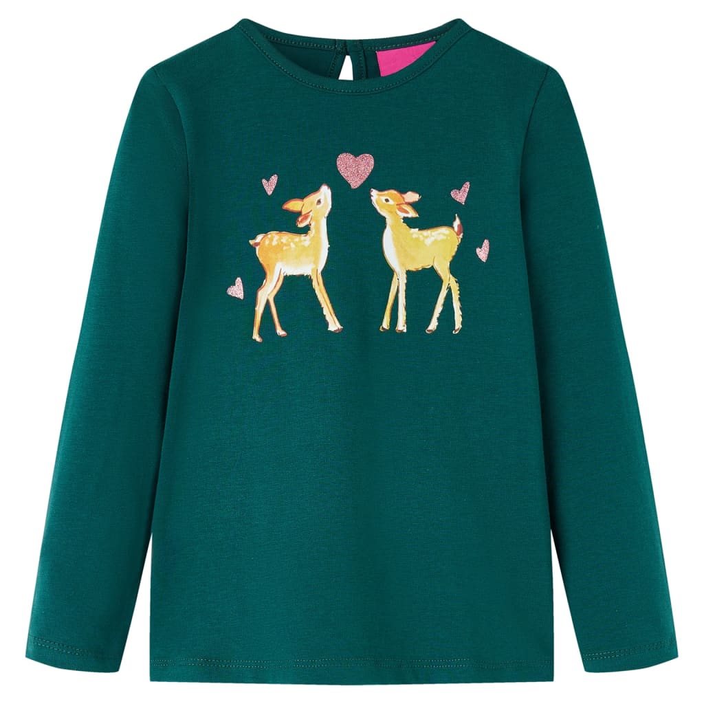 Tricou de copii cu mâneci lungi verde închis 104 GartenMobel Dekor