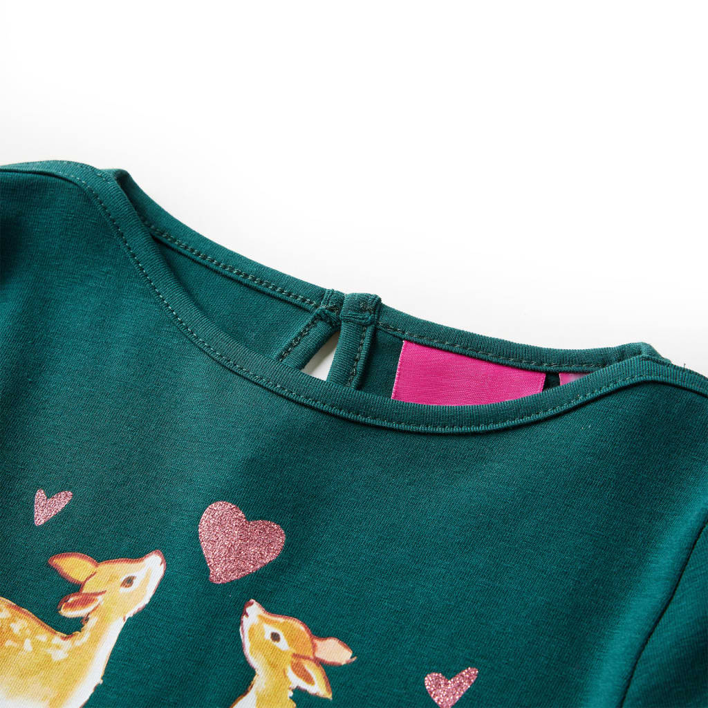 Tricou de copii cu mâneci lungi verde închis 104 GartenMobel Dekor