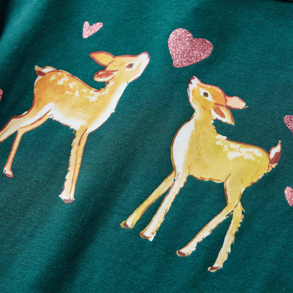 Tricou de copii cu mâneci lungi verde închis 104 GartenMobel Dekor