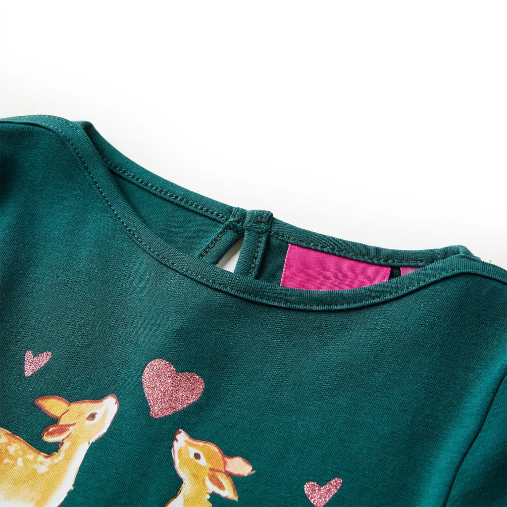 Tricou de copii cu mâneci lungi verde închis 92 GartenMobel Dekor