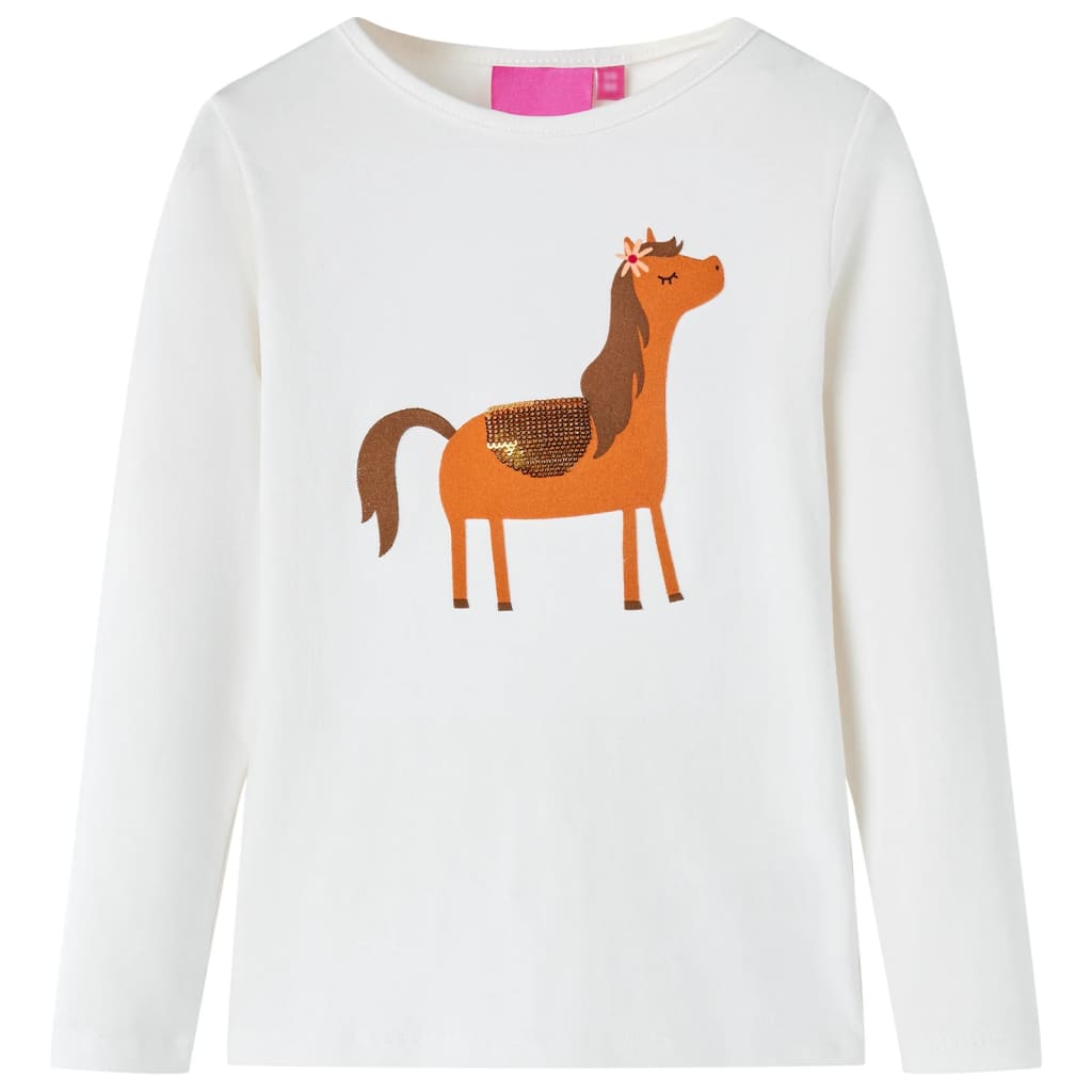 Tricou pentru copii cu mâneci lungi, ecru, 104 GartenMobel Dekor