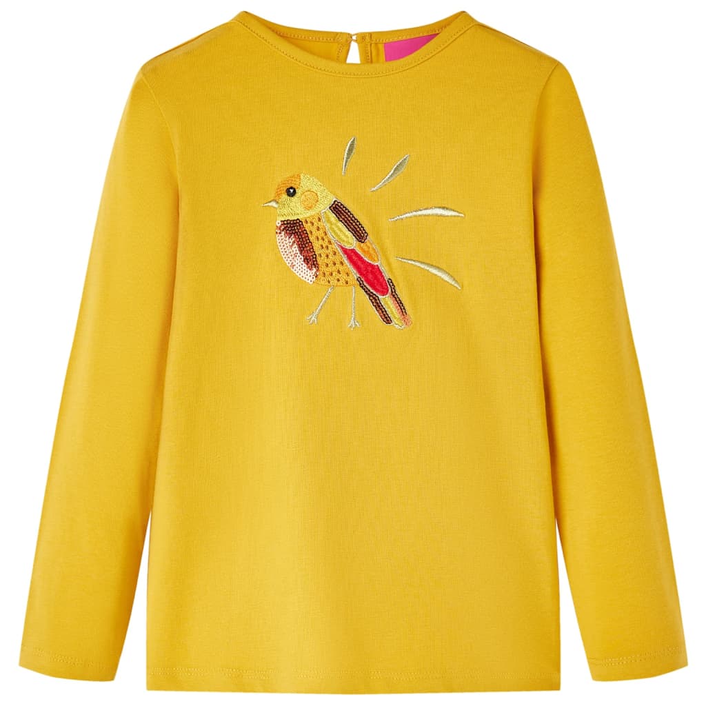 Tricou pentru copii cu mâneci lungi, ocru închis, 128 GartenMobel Dekor
