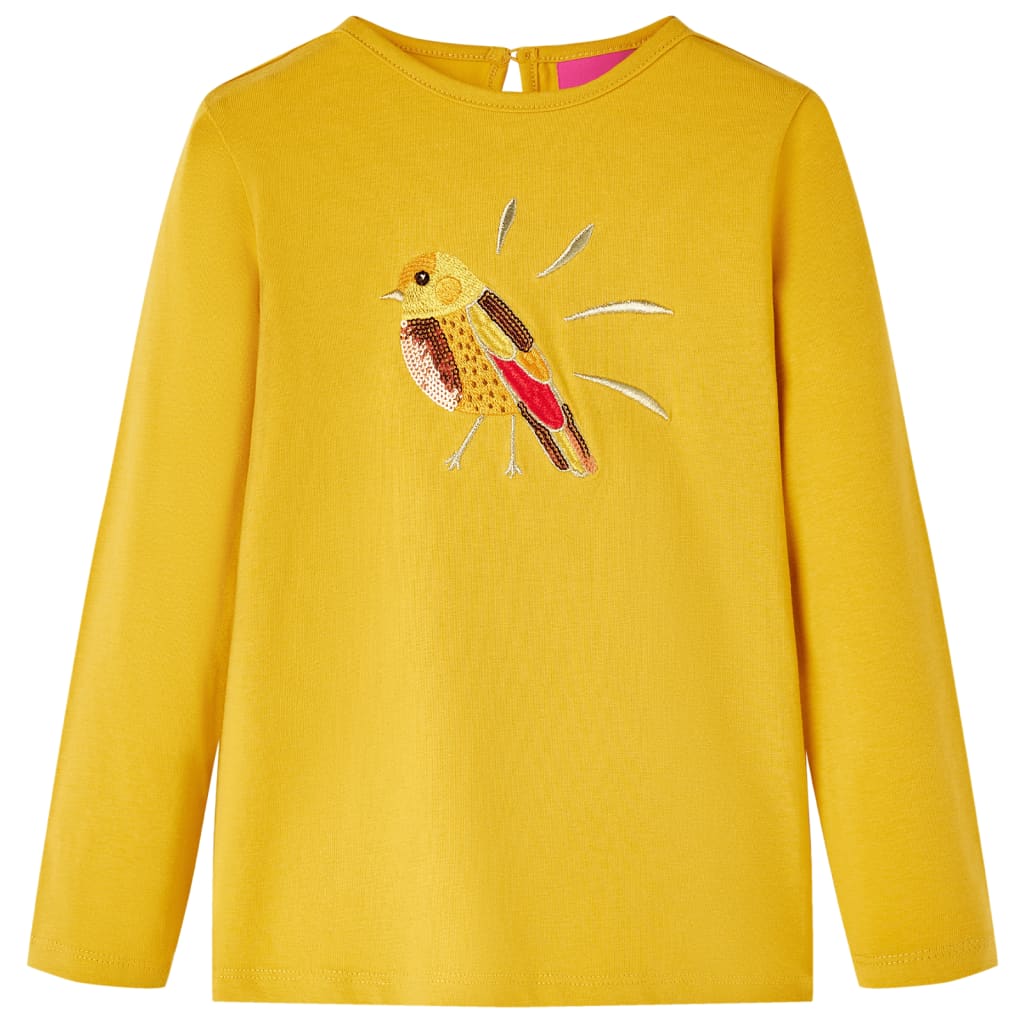 Tricou pentru copii cu mâneci lungi, ocru închis, 92 GartenMobel Dekor